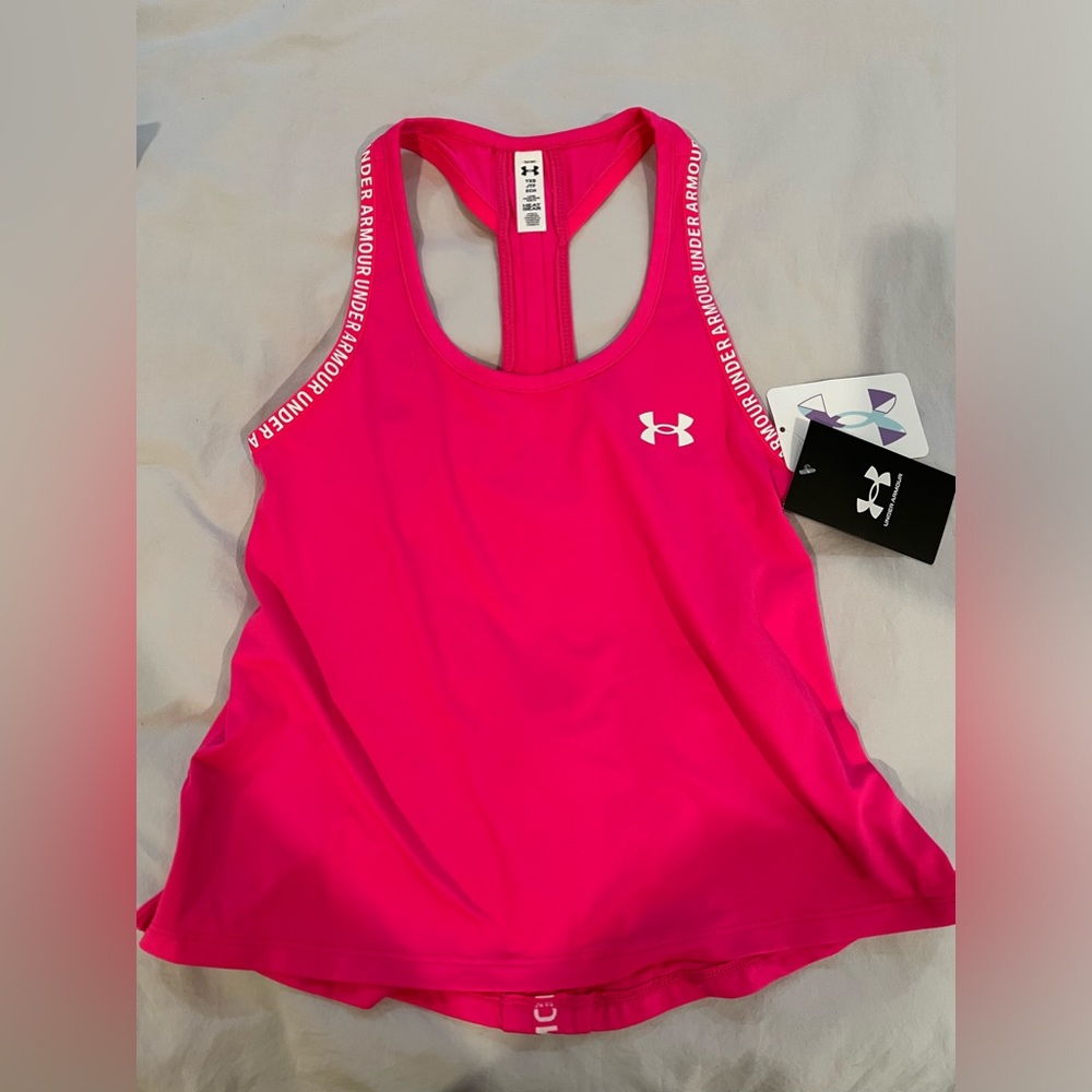 Under Armour girls pink tank NWT, Youth XS